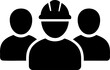 © MdAbulBasar - Black icon of construction workers with hard hat isolated on transparent background