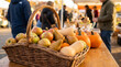 © val_webart - Fresh fruits and vegetables displayed in a market basket outdoors