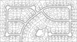 © Hosna Ara Khatun - Black and white residential subdivision site plan showing house plots and road layout in vector line art