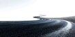 © Tri - Empty winding asphalt road curving through minimalist white landscape