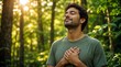 © Yuumi Visuals - Man finding peace in a sunlit forest