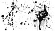 © BHP Studio - Black ink splatter white background abstract paint blot, messy splash texture with random dot and grunge stain