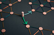 © Lomb - Strategic business choice concept showing individual navigating complex system and multiple paths