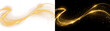 © Maria - Sweeping golden light trail with glitter on transparent and black background. Glowing curve wave and magical sparkle dust. Elegant abstract design element