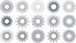 © MSTSULTANA - Vintage Sunburst Line Art Design Element Set with Geometric Starburst Rays and Sparkles for Retro Graphic Labels