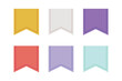 © Rashida - Set of colorful vector ribbon banners, flat design bookmark icons with a notched tail, blank pennant shapes for labels, tags, and web design elements