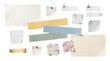 © sleepyinsomniac - Torn paper elements collection with sticky notes and clips on transparent background