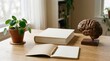 © rezaul4022 - Study workspace with human brain anatomy model book open notebook plant on wooden desk home