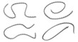 © Peach - Set of four silver metal chains in different curved shapes and patterns for jewelry design projects and metallic industrial style graphic elements