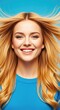 © Chanchai - Radiant golden hair glows under bright studio lighting while a joyful expression shines through vibrant hues and saturated color palettes, colorful, radiant, sparkle