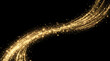 © graphixlift - Golden glitter trail on black background, shimmering stardust wave with glowing particles, elegant sparkling light effect for luxury designs