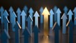 © joeycheung - Golden arrow stands out among blue ones, symbolizing leadership and distinction.
