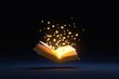 © Arfa_Media - Book with magic glowing golden light and mystical sparkles emanating from pages representing fantasy and wisdom