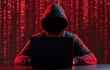© Arfa_Media - Hacker in a hoodie working on a computer with cyber security binary code data for digital privacy and internet crime