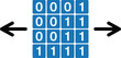 © MstReba - Binary data grid matrix vector concept illustration with directional arrows representing computer programming machine learning and artificial intelligence code processing operations