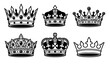 © Ridwan - Black and white royal crown collection with jewels decorative bands and ornate king queen designs for luxury vector illustrations