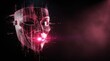 © WILSON WILLIAM JAMES - Digital mask rendered in glowing magenta data streams. Anonymous face formed from binary code particles against dark background. Cybersecurity and AI identity concept for tech marketing.
