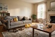 © Kassiopeia  - A living room shows signs of a recent party. There are empty glasses and decorations scattered around. Shoes are on the floor. Balloons decorate the sofa. Time appears to be early day