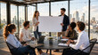 © zuchero - Business Team Presenting Blank White Board in Modern Office