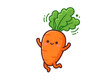 © Monuyara - Cute cartoon carrot character with a happy face jumping for joy isolated on a white background