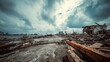 © Kholid - Devastated coastal town after hurricane with widespread debris