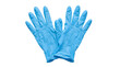 © AskanaSakhi - Pair of blue medical nitrile gloves laid flat, protective disposable surgical hand wear isolated on white background for professional healthcare, laboratory, and hygiene safety concepts.