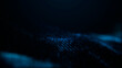 © Aksver - Cyan and blue particle wave flows across a dark futuristic surface, creating a clean motion background for AI, data, network and technology design.