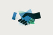 © Jan - Modern textured illustration of a professional handshake representing successful business collaboration, agreement, partnership, and trust in a contemporary abstract blue and green design.