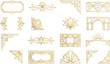 © Mostofa - Assorted gold art deco ornaments and frames with vintage geometric shapes for creative design.