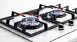 © Kukuh - Modern gas stove with burning blue flames in kitchen
