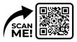 © Maaz - Black QR code with curved arrow and Scan Me text on white background