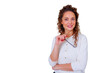 © Komora - Confident mature business woman holding eyeglasses, smiling and looking at camera, standing with transparent background