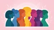© Pixel Stone - Diverse women silhouettes standing together in colorful unity
