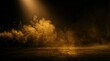 © NAZNIN CREATION  - Golden smoke clouds illuminated by a spotlight on a dark textured floor background