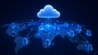 © AI Image Studio - 3D global cloud computing network connecting international data centers and databases over a digital world map infrastructure