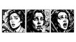 © Irtiko - Scared woman in emotional comic book style vector graphic illustration