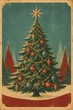 © AbdulRauf - Vintage Christmas Tree with Traditional Ornaments Retro Holiday Illustration