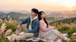 © CoreSelect - 카페에서 마주 앉아 웃는 커플 · Couple Smiling Across a Café Table