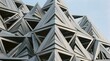 © Md - Abstract architectural detail of a modern building featuring a complex geometric pyramid structure made of concrete