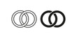 © SAJID - Interlocking wedding rings line and solid icons for marriage symbol.