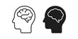 © SAJID - Brain icon in head silhouette for intellect and knowledge.