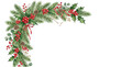 © LAXMI - Watercolor christmas corner frame with pine branches holly berries and pinecones isolated on transparent background