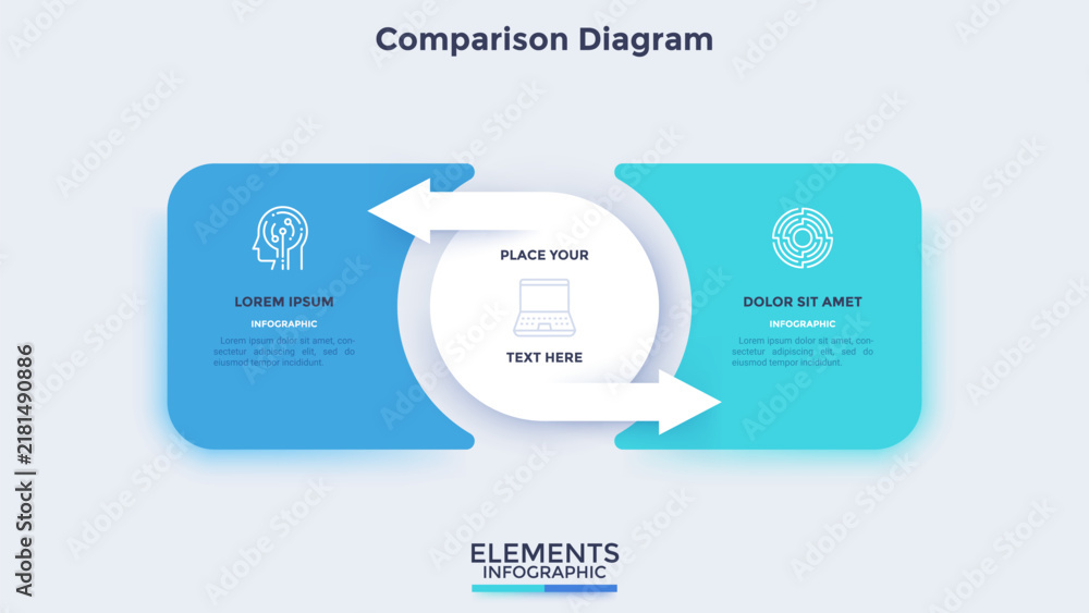 Merchandising Report Example Vector illustration. Comparison diagram infographic template with two ...
