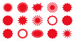 © Rehan - Vector set of red sale stickers starburst labels and promotion badges for retail marketing discount offers on white background