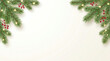© NASRIN - Festive christmas background with pine branches and red berries on a clean white copy space