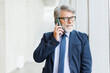 © BusinessClass by W61 - Businessman in suit talks on smartphone at the office