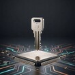 © Sabrina - Digital security key hovering above a computer processor on a circuit board