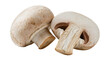 © Aliona - Two fresh white button mushrooms one halved showing gills, isolated on transparent background