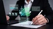© Studio KN - corporate esg compliance analysis. automated carbon footprint tracking solution. sustainable energy transition strategy. business executive signing green offset report with stylus pen.