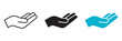 © mdHittu - Minimalist cupped hand icons set, open palm vector symbols for charity and support, flat line and solid hand graphics